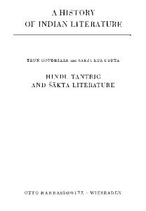 A History of Indian Literature, Volume II: Epic and Sanskrit Religious Literature, Fasc. 2: Hindu Tantric and Śākta Literature