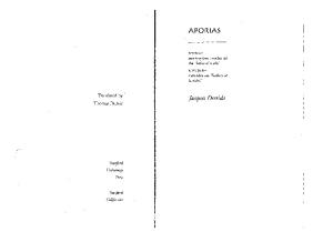 Aporias (Meridian: Crossing Aesthetics)