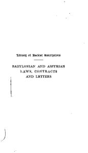 Babylonian and Assyrian Laws Contracts and Letters