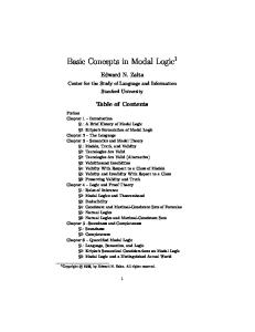 Basic Concepts In Modal Logic