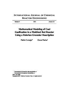 Coal Gasification Modeling in Fluidized Bed Reactors