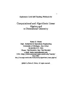 Computational and Algorithmic Linear Algebra and n-Dimensional Geometry