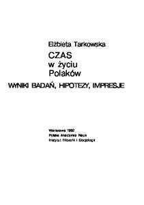 Czas w życiu Polaków: wyniki badań, hipotezy, impresje