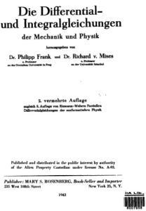 Die Differential und Integralgleichungen der Mechanik und Physik. volume 2