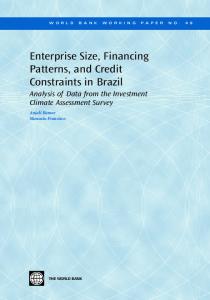Enterprise Size, Financing Patterns And Credit Constraints In Brazil: Analysis Of Data From The Investment Climate Assessment Survey