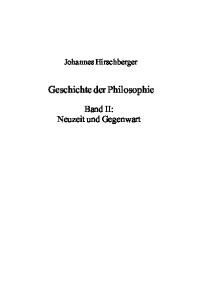 Geschichte der Philosophie, Bd. II: Neuzeit und Gegenwart
