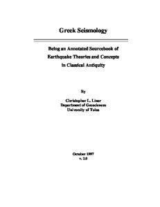 Greek Seismology