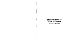 Group Theory and Hopf Algebra: Lectures for Physicists