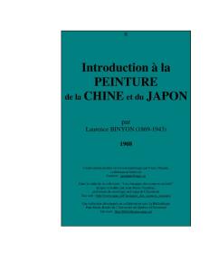 INTRODUCTION a la PEINTURE de la CHINE et du JAPON