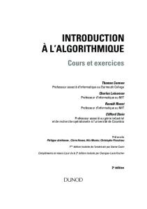 Introduction à l'algorithmique : Cours et exercices corrigés, 2e édition