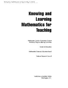 Knowing and Learning Mathematics for Teaching - Proceedings of a Workshop
