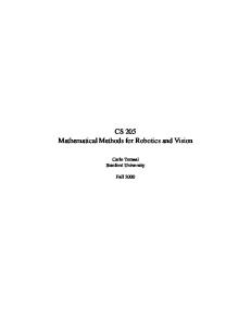 Mathematical methods for robotics and vision