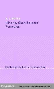 Minority Shareholders' Remedies