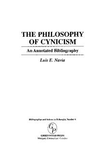 Philosophy of Cynicism. Annotated Bibliography