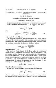 Preliminary Note on the Inversion of the Laplace Integral