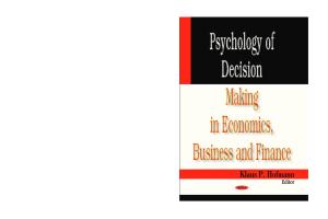 Psychology of Decision Making in Economics, Business and Finance