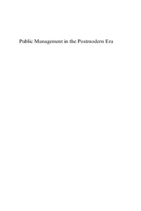 Public Management in the Postmodern Era: Challenges and Prospects (New Horizons in Public Policy Series)