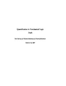 Quantification in Nonclassical Logic Draft