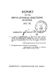 Report on the Fifth General Elections in India 1971-72: Narrative and Reflective Part