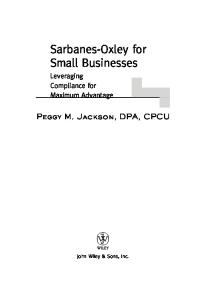 Sarbanes-Oxley for Small Businesses: Leveraging Compliance for Maximum Advantage