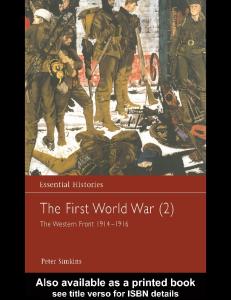 The First World War: The Western Front 1914-1916