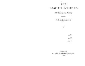 The Law of Athens, Volume 1: Family and Property