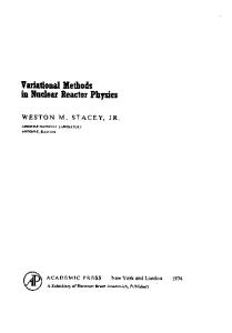 Variational Methods in Nuclear Reactor Physics (Nuclear Science & Technology)