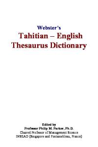 Websters Tahitian - English Thesaurus Dictionary
